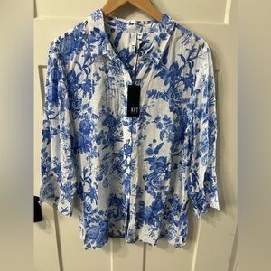 Kut from the Kloth Blue Floral Blouse